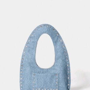 Studded Denim Tote‎ Bag